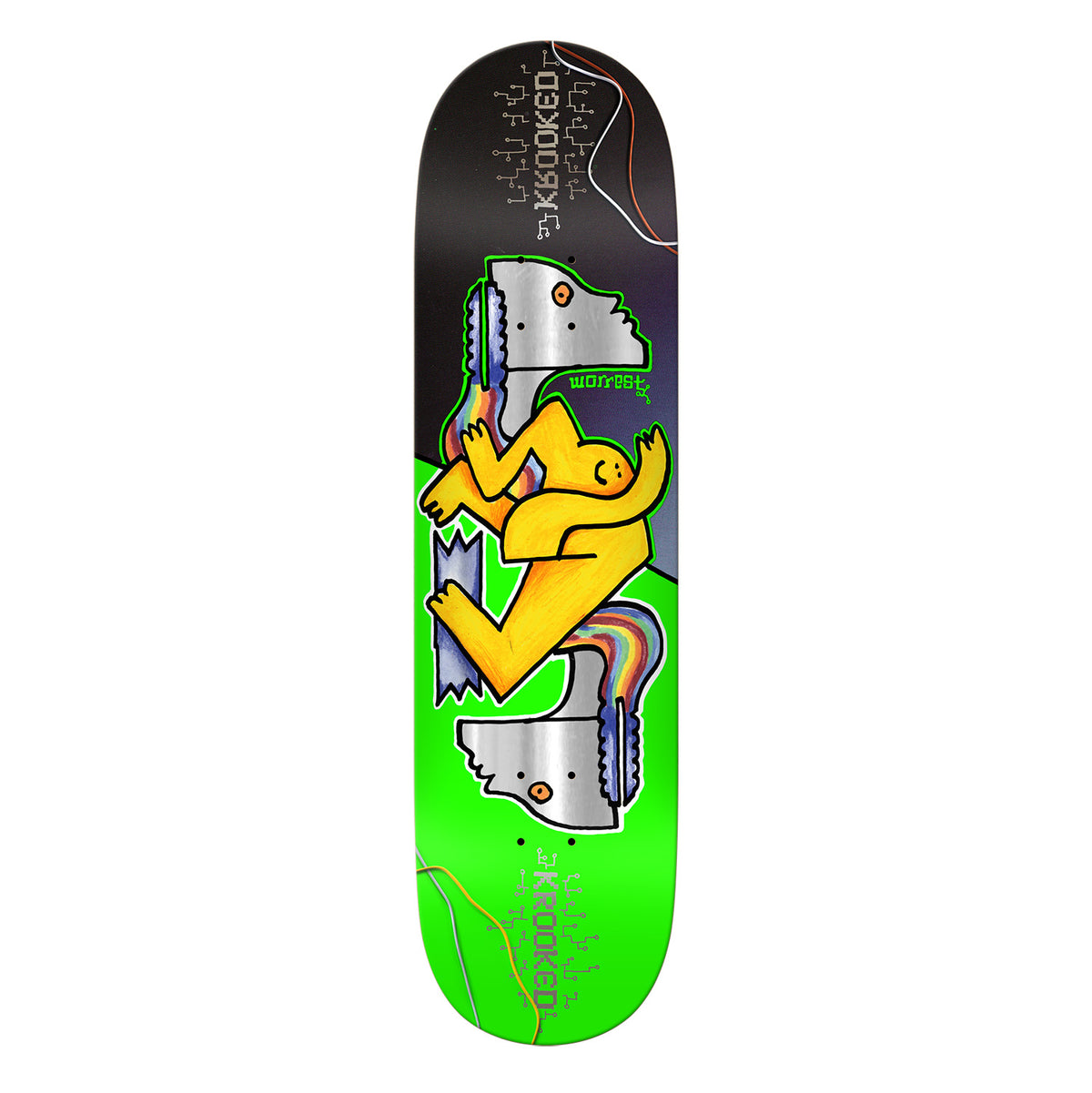 Krooked Bobby Worrest Neon Robot Twin Tail Slick Deck